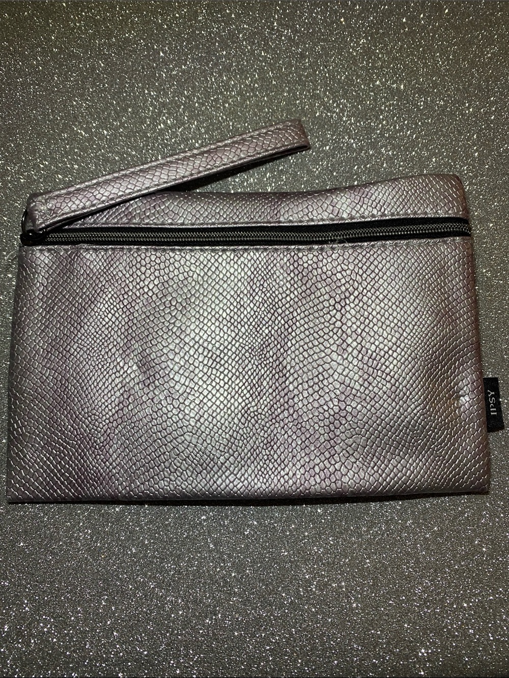 Ipsy Metallic Lavender Textured Pouch